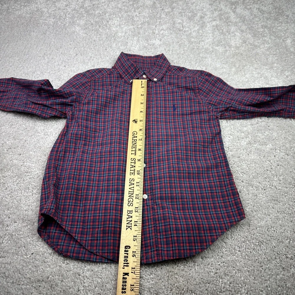 Polo Ralph Lauren Boys‎ Shirt Long Sleeve Button Up Red Checked Size 5